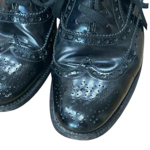 Church’s Black Leather Wingtip Oxford Shoes Women EU 38 Made England - - Picture 3 of 6